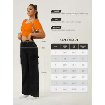 Women High Waisted Cargo Jean for Women with 6 Pockets Straight Wide Leg Jean Casual Baggy Pants