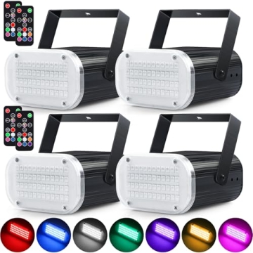 Luditek 4-Pack LED Strobe Lights - Colorful Party Lamps for Disco & Halloween