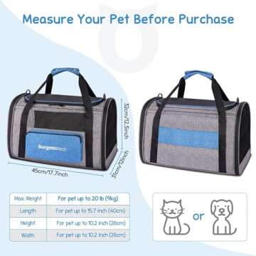 BurgeonNest Cat Carriers for Small Cats Under 15, Medium Puppy Under 25 lbs Large Pet 20 lbs Soft Si...