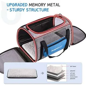 BurgeonNest Cat Carriers for Small Cats Under 15, Medium Puppy Under 25 lbs Large Pet 20 lbs Soft Sided Pet Carrier with Unique Side Bag (Medium, Grey)