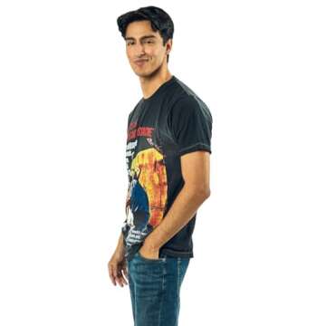 Bioworld Texas Chainsaw Massacre Oversized Movie Poster Crew Neck Short Sleeve Men's Black T-Shirt-Large
