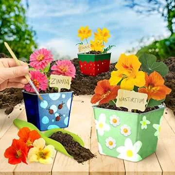 NATIONAL GEOGRAPHIC Flower Growing Kit for Kids - Decorate 3 Pots with Paint and Stickers, Kids Gardening Set, Arts and Crafts for Kids Ages 8-12, Garden Kit for Kids, Birthday Gifts, Medium