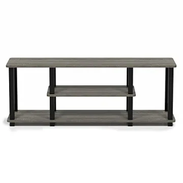Furinno No-Tools 3-Tier TV Stand French Oak Grey Black