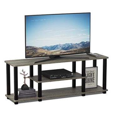 Furinno No-Tools 3-Tier TV Stand French Oak Grey Black
