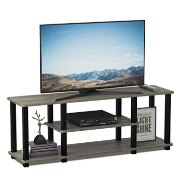 Furinno No-Tools 3-Tier TV Stand French Oak Grey Black