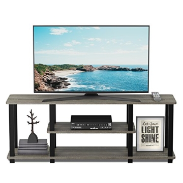 Furinno No-Tools 3-Tier TV Stand French Oak Grey Black