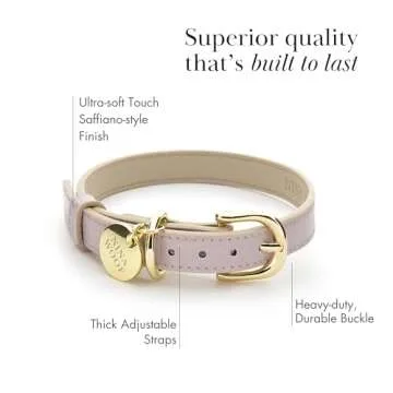 NINA WOOF Milan Vegan Leather Dog Collar - Padded Luxury Dog Collar with Adjustable Buckle - Collar for Dogs, Dog Collar for Small Dogs to Dog Collar for Large Dogs - Color Lilac, Size Extra Small