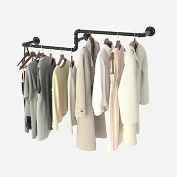 MDEPYCO Industrial Pipe Wall Mounted Towel Clothing Hanging Shelve for Clothes(Gold, 71" L x 11.8" D)