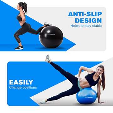 DynaPro Exercise Ball - Extra Thick Anti-Burst Heavy Duty