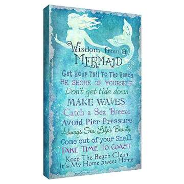 Wisdom From A Mermaid Canvas Art for Nautical Decor
