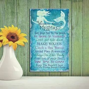 Wisdom From A Mermaid Canvas Art for Nautical Decor