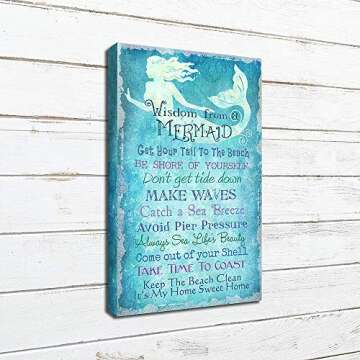 Wisdom From A Mermaid Canvas Art for Nautical Decor