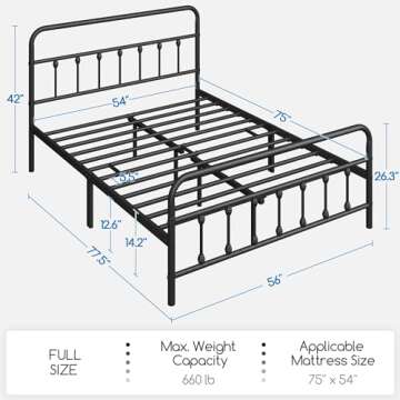 Yaheetech Classic Metal Platform Bed Frame Mattress Foundation with Victorian Style Iron-Art Headboa...
