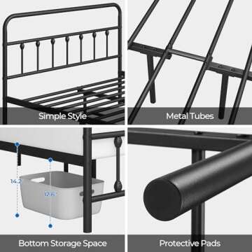 Yaheetech Classic Metal Platform Bed Frame Mattress Foundation with Victorian Style Iron-Art Headboard/Footboard/Under Bed Storage/No Box Spring Needed/Full Size Black