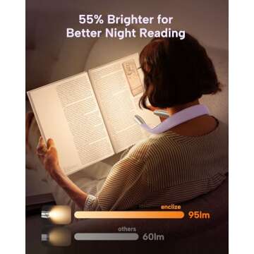 enclize LED Neck Reading Light, Book Light for Reading in Bed, 3 Colors, 9 Brightness Levels, Lightw...