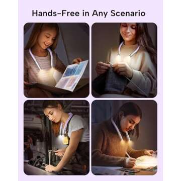 enclize LED Neck Reading Light, Book Light for Reading in Bed, 3 Colors, 9 Brightness Levels, Lightweight Comfortable Design, Long Lasting, Perfect for Knitting,Crafting,Camping, Lavender