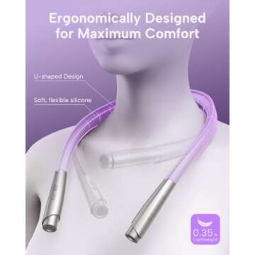 enclize LED Neck Reading Light, Book Light for Reading in Bed, 3 Colors, 9 Brightness Levels, Lightweight Comfortable Design, Long Lasting, Perfect for Knitting,Crafting,Camping, Lavender