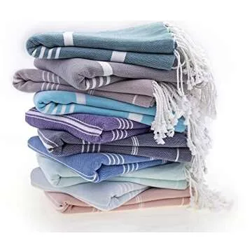 Beach Towel 100% Cotton Turkish Beach Towel Adult 38x70 Inch Pre-washed Absorbent Extra Large|Sand Free Quick Dry BathTowels|Lightweight Blanket|Travel Cruise Camping Spa Gym Yoga Towel|Blue Depths