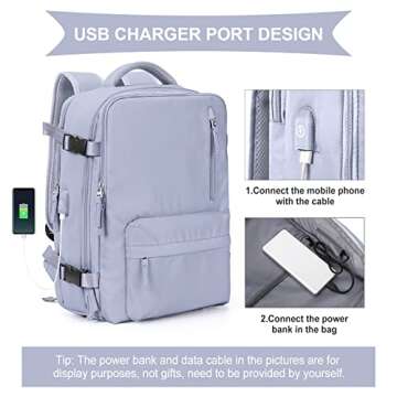 WONHOX Flight Approved Travel Laptop Backpack in Taro Purple