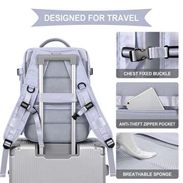 WONHOX Flight Approved Travel Laptop Backpack in Taro Purple