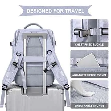 WONHOX Flight Approved Travel Laptop Backpack in Taro Purple