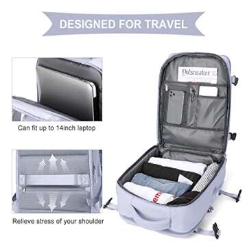 WONHOX Flight Approved Travel Laptop Backpack in Taro Purple