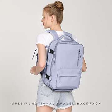 WONHOX Flight Approved Travel Laptop Backpack in Taro Purple