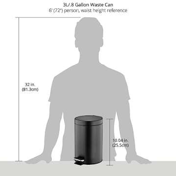 mDesign Pedal Bin — Metal Waste Bin with Pedal, Lid and Plastic Bucket Insert — for Bathroom, Kitchen, and Office — 3 Litre Household Rubbish Bin with Ergonomic Design — Black
