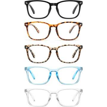 CCVOO 5 Pack Blue Light Blocking Reading Glasses