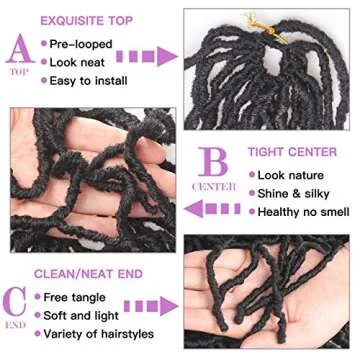 ZRQ 24 Inch Soft Locs 6 Packs Pre-looped Faux Locs Crochet Hair, Natural Goddess Locs Curly Extended Soft Loc Crochet Braids Synthetic Dreadlocks Hair Extensions 1B#