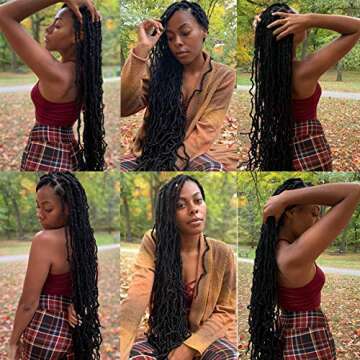 ZRQ 24 Inch Soft Locs 6 Packs Pre-looped Faux Locs Crochet Hair, Natural Goddess Locs Curly Extended Soft Loc Crochet Braids Synthetic Dreadlocks Hair Extensions 1B#