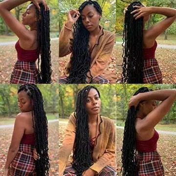 ZRQ 24 Inch Soft Locs 6 Packs Pre-looped Faux Locs Crochet Hair, Natural Goddess Locs Curly Extended Soft Loc Crochet Braids Synthetic Dreadlocks Hair Extensions 1B#