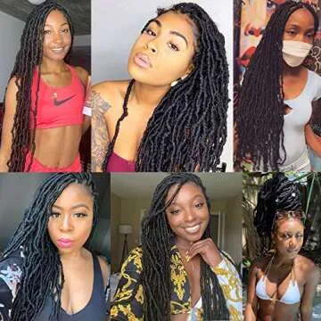 ZRQ 24 Inch Soft Locs 6 Packs Pre-looped Faux Locs Crochet Hair, Natural Goddess Locs Curly Extended Soft Loc Crochet Braids Synthetic Dreadlocks Hair Extensions 1B#