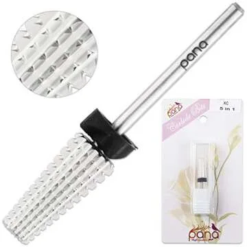 PANA Nail Carbide 5 in 1 Bit - Two Way Rotate use for Both Left and Right Handed - Fast remove Acrylic or Hard Gel - 3/32" Shank - Manicure, Nail Art, Drill Machine (Extra Coarse - XC, Silver)