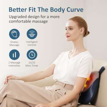 MOUNTRAX Back Massager with Heat, Shiatsu Neck and Back Massager for Pain Relief Deep Tissue, 3D Kne...