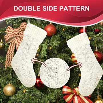 18" Khaki and Ivory Knit Christmas Stockings,6 Pack