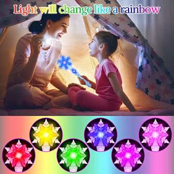 Light Up Frozen Snowflake Wand with Sound(Motion Sensitive) Magic Toy for Kids Girls Princess Party ...