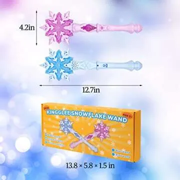 Light Up Frozen Snowflake Wand with Sound(Motion Sensitive) Magic Toy for Kids Girls Princess Party Favors Costume Cosplay Accessories 2 Pieces Blue & Pink