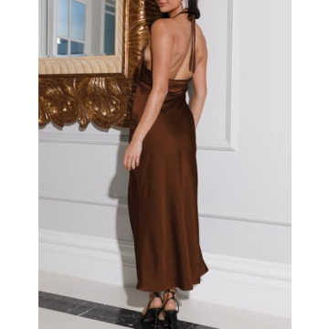 BEOVR Satin Halter Neck Dress for Stylish Women