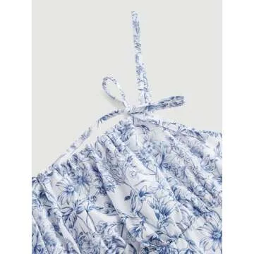 BEAUDRM Women's Sleeveless Floral Mini Dress for Summer