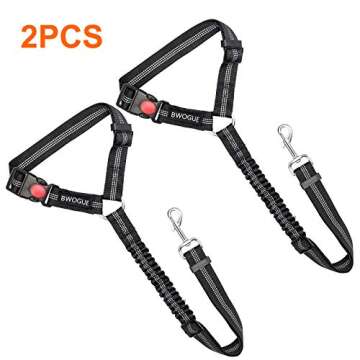 BWOGUE 2 Packs Dog Cat Safety Seat Belt Strap Car Headrest Restraint Adjustable Nylon Fabric Dog Res...