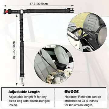 BWOGUE Dog Cat Safety Seat Belt Strap - 2 Pack Durable Restraints