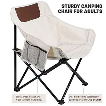 Camping Chairs Lawn Chairs Portable Chair Support 265lbs,Foldable Chair Sets up in 4 Seconds, Backpacking Chair with Carring Bags, White 2 Pcs