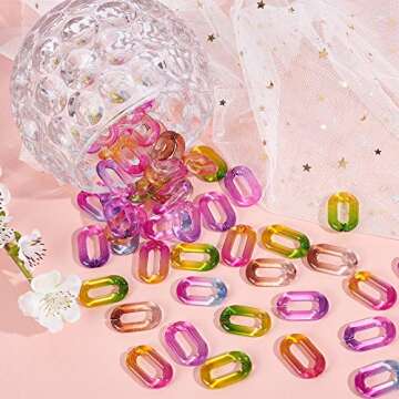 PH PandaHall 100 pcs Acrylic Linking Rings, 5 Colors Quick Link Connectors for Earring Necklace Jewelry Eyeglass Chain DIY Craft Making
