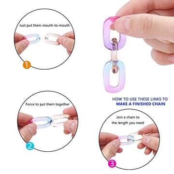 PH PandaHall 100 pcs Acrylic Linking Rings, 5 Colors Quick Link Connectors for Earring Necklace Jewelry Eyeglass Chain DIY Craft Making