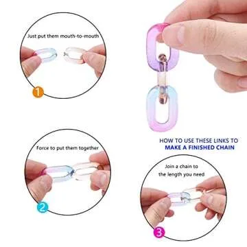 PH PandaHall 100 pcs Acrylic Linking Rings, 5 Colors Quick Link Connectors for Earring Necklace Jewelry Eyeglass Chain DIY Craft Making