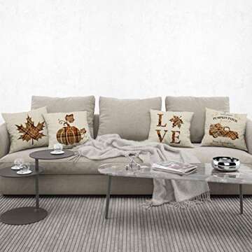 AVOIN Fall Buffalo Check Plaid Pumpkin Throw Pillow Cover Pillowcase, 18 x 18 Inch Autumn Halloween Thanksgiving Harvest Vintage Farmhouse Cushion Cover for Sofa Couch Home Decor