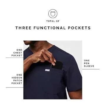 FIGS Leon Three-Pocket Scrub Top for Men in Navy Blue