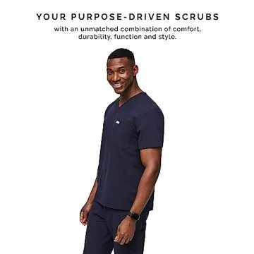 FIGS Leon Three-Pocket Scrub Top for Men in Navy Blue