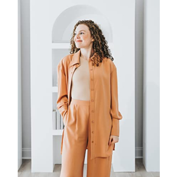 The Drop Women's Cork Long Side Slit Tunic Shirt – Comfort Meets Style in Plus Size